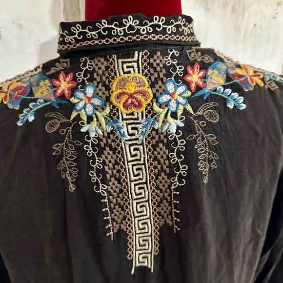 Johnny Was Dress Duster Cover up dark brown embroidered - Picture 8 of 16